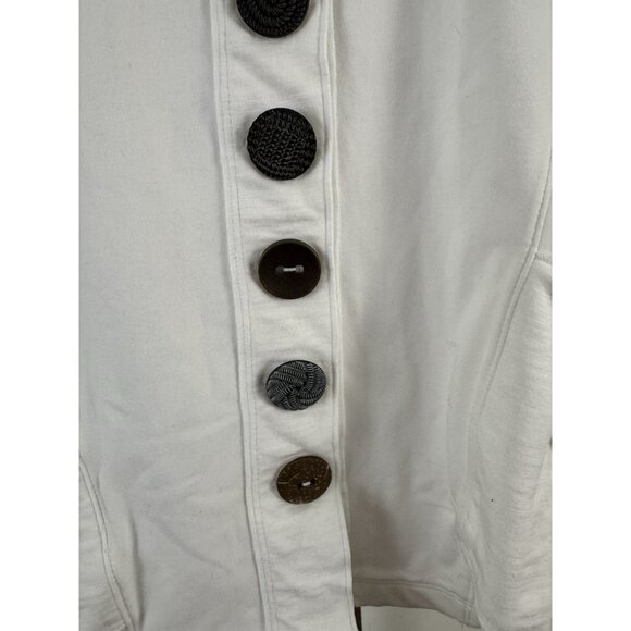 NEON BUDDHA White Cotton Blend Button Front Long Sleeve Top/Shacket Sz L - Picture 4 of 9